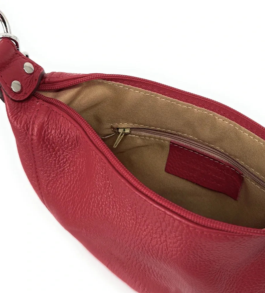 Sac besace à bandoulière en cuir grainé NEW CITIZEN Rouge intense