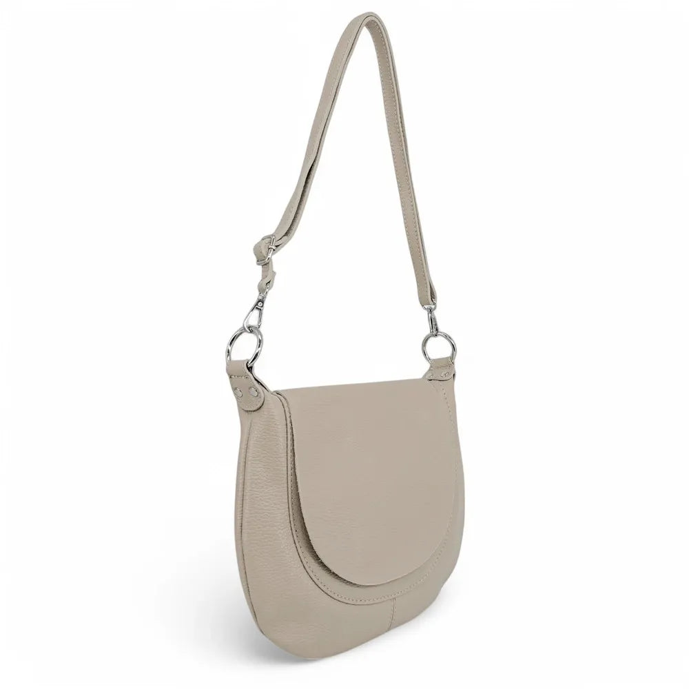 Sac besace à bandoulière en cuir grainé NEW CITIZEN Beige crème