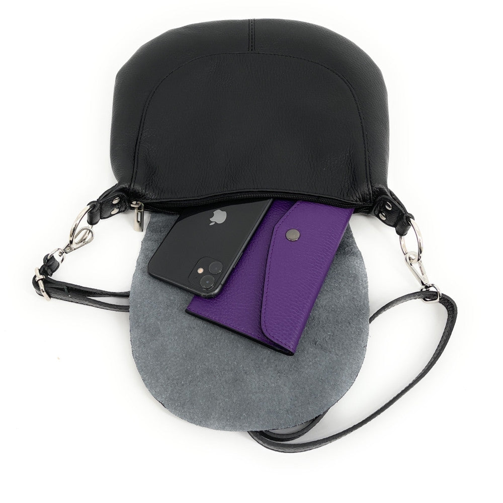 Sac besace à bandoulière en cuir grainé NEW CITIZEN Noir