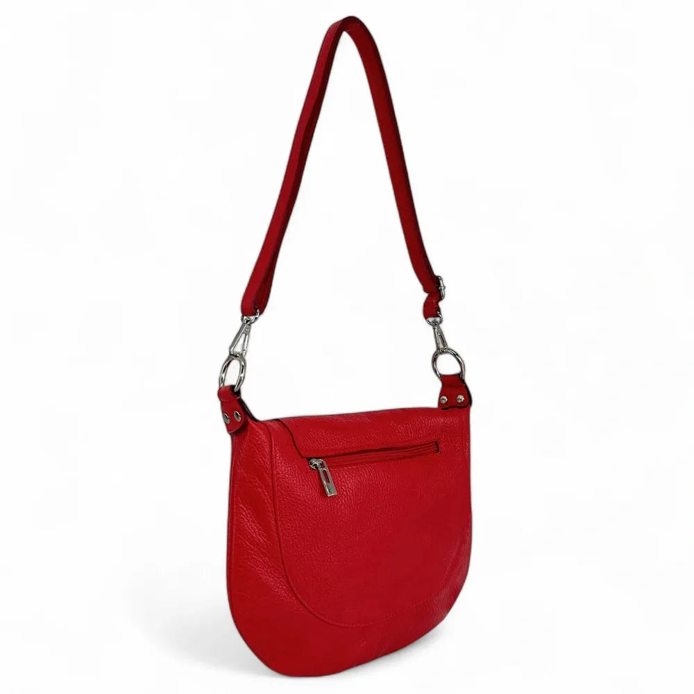Sac besace à bandoulière en cuir grainé NEW CITIZEN Rouge garance