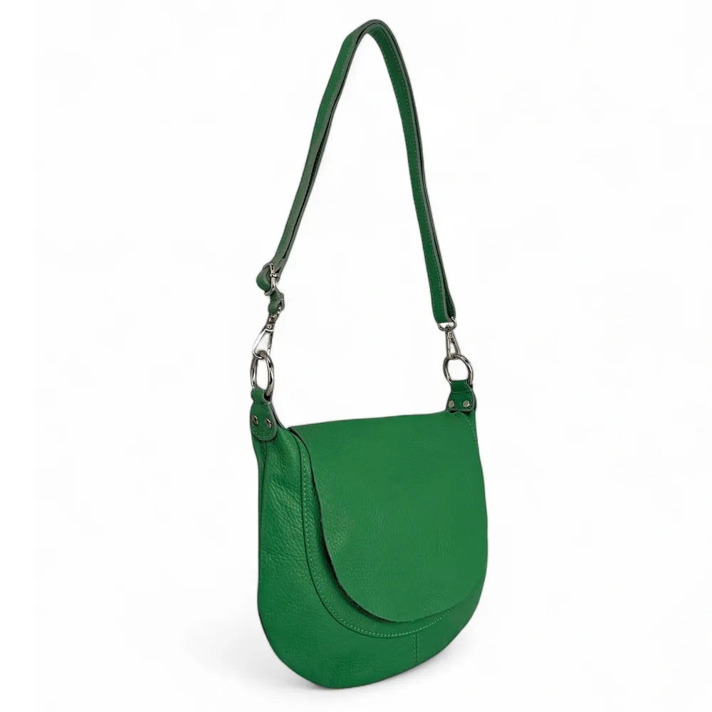 Sac besace à bandoulière en cuir grainé NEW CITIZEN Vert anglais
