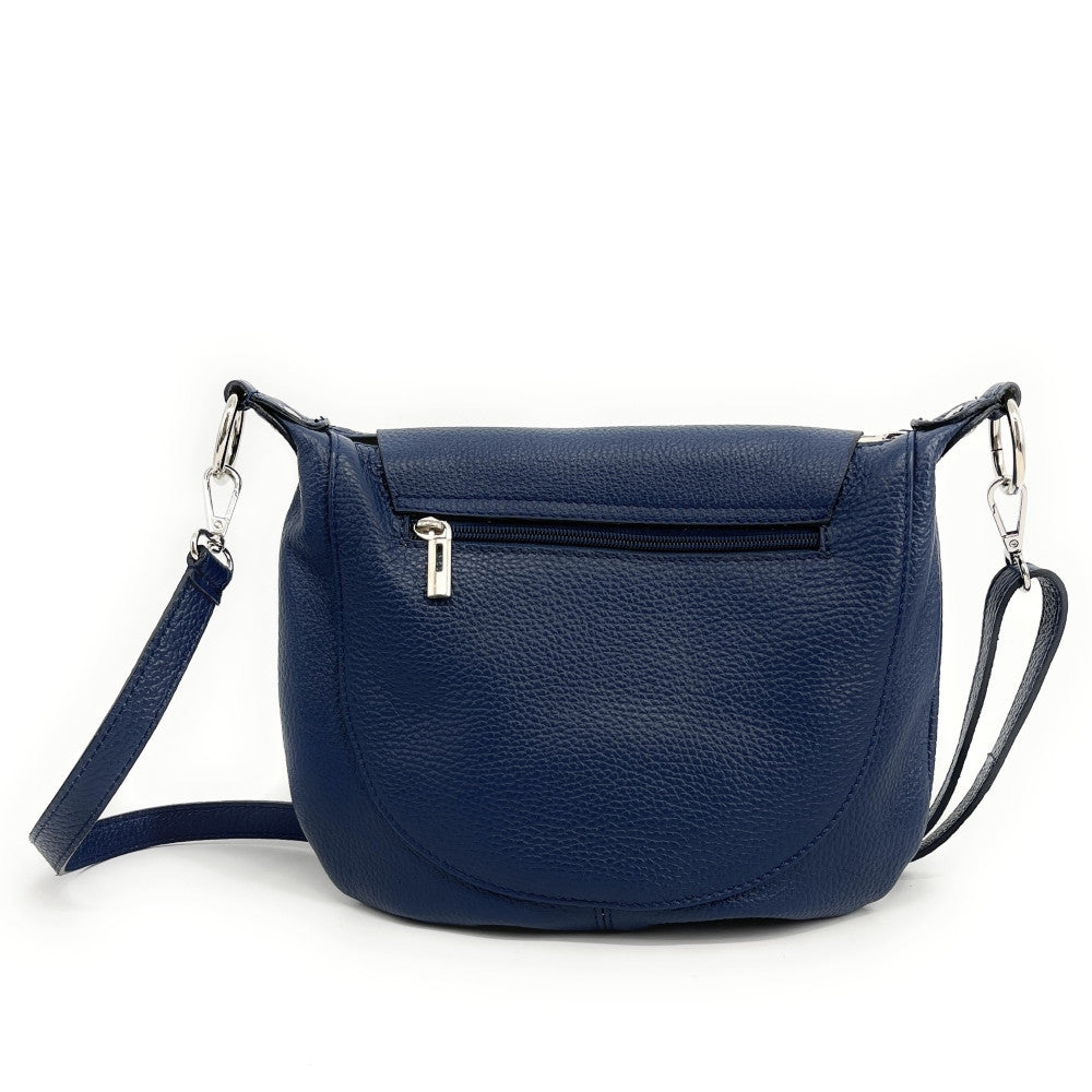 Sac besace à bandoulière en cuir grainé NEW CITIZEN Bleu