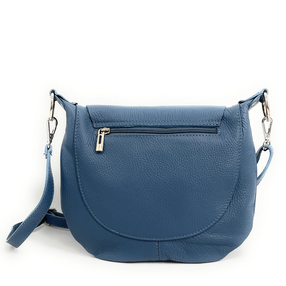 Sac besace à bandoulière en cuir grainé NEW CITIZEN Bleu glacier