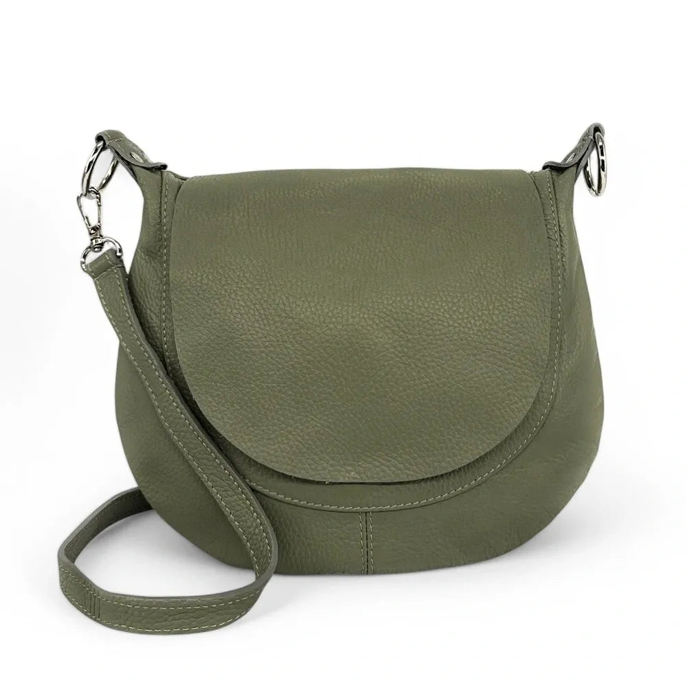 Sac besace à bandoulière en cuir grainé NEW CITIZEN Kaki