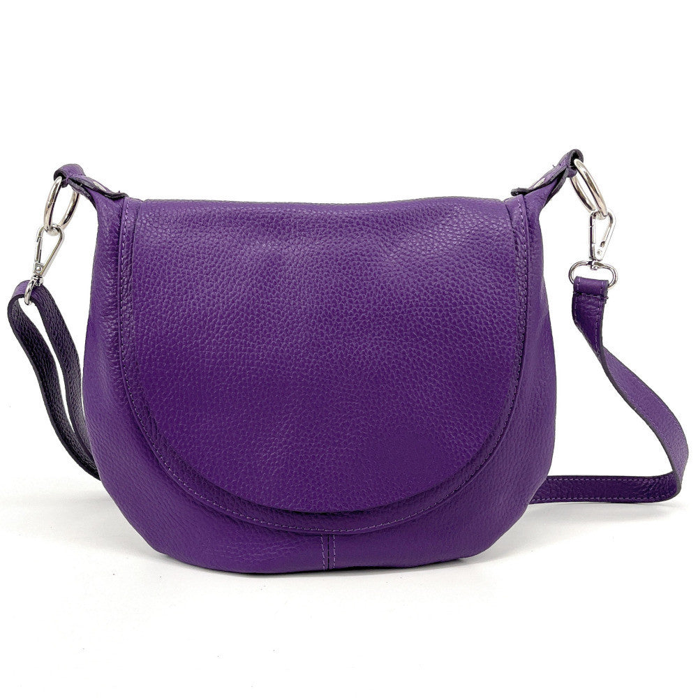 Sac besace à bandoulière en cuir grainé NEW CITIZEN Violet