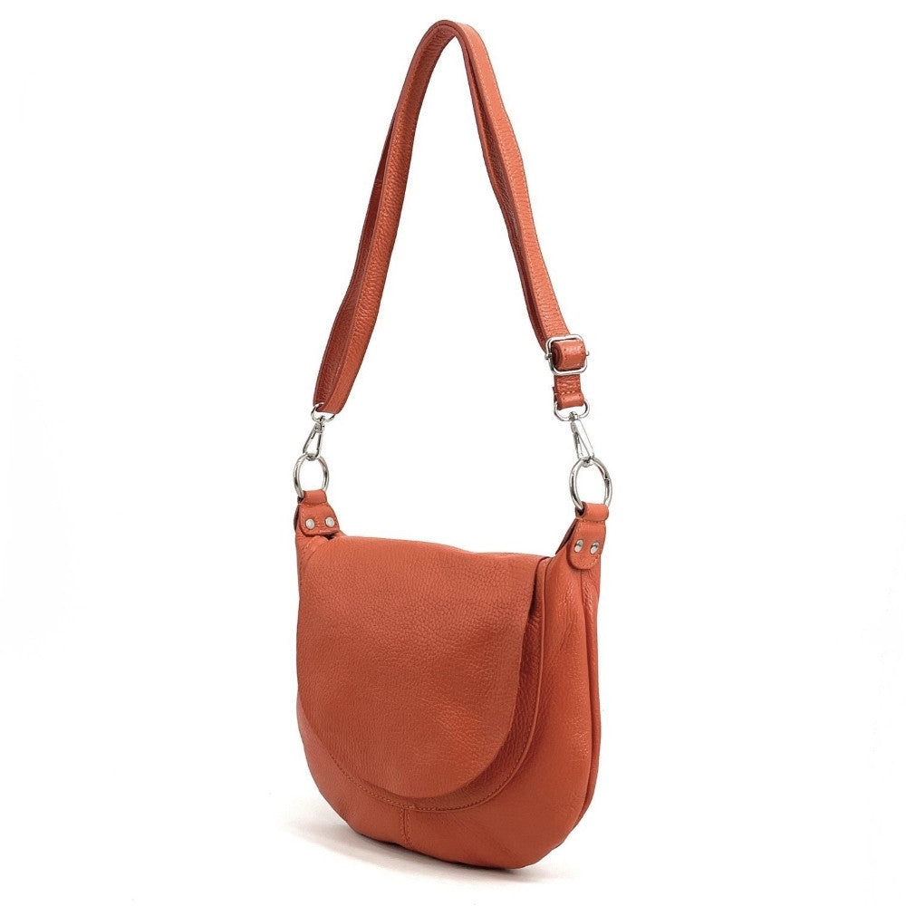 Sac besace à bandoulière en cuir grainé NEW CITIZEN Orange