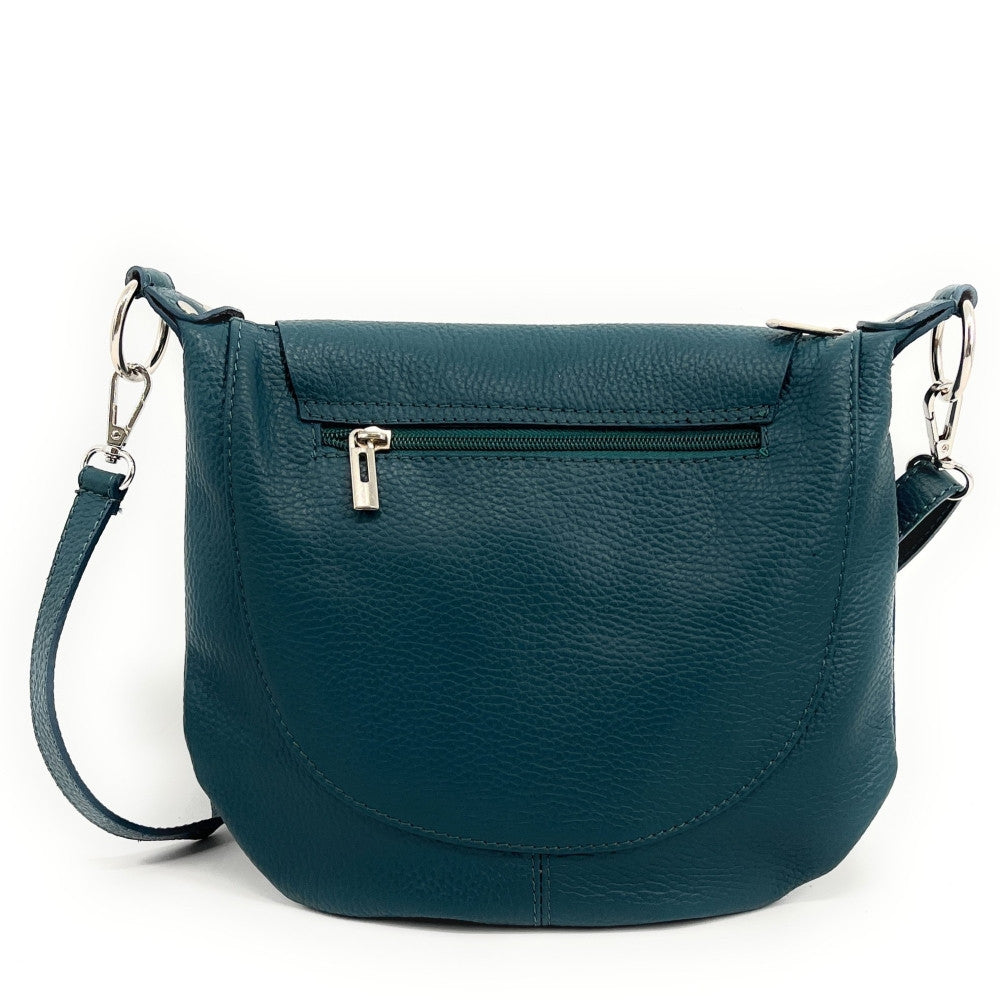Sac besace à bandoulière en cuir grainé NEW CITIZEN Bleu vert canard