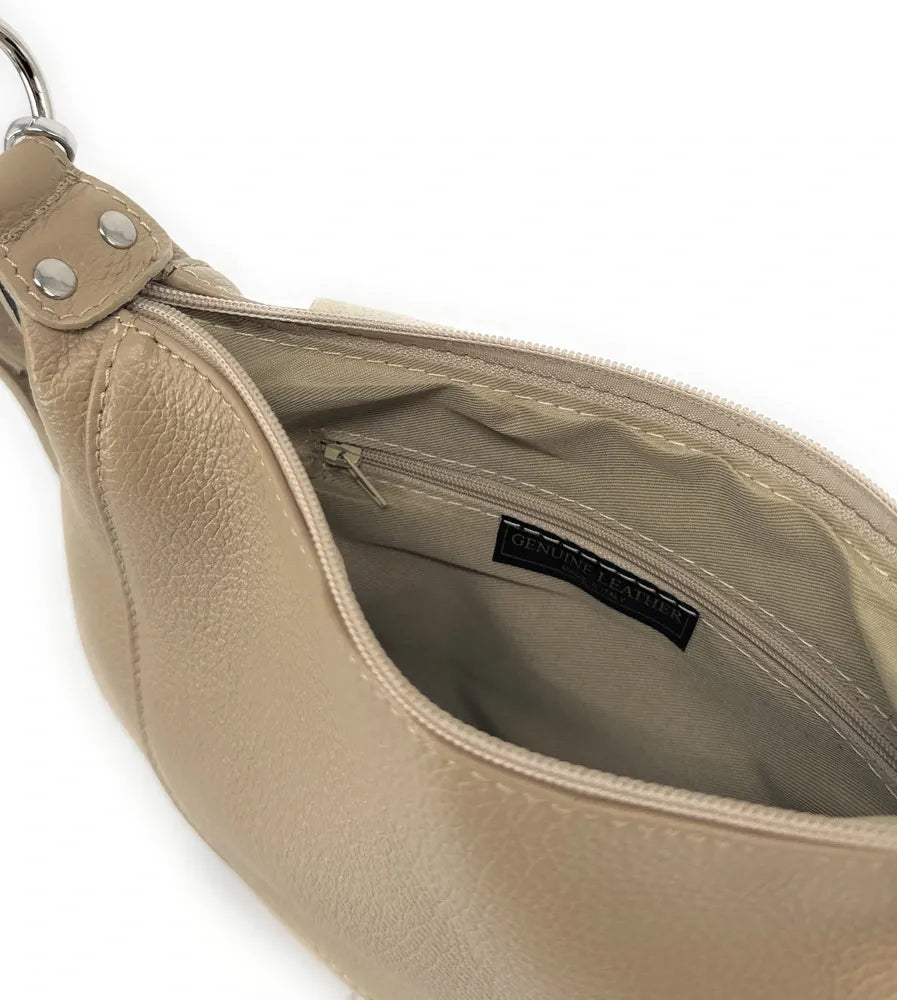 Sac besace à bandoulière en cuir grainé NEW CITIZEN Taupe