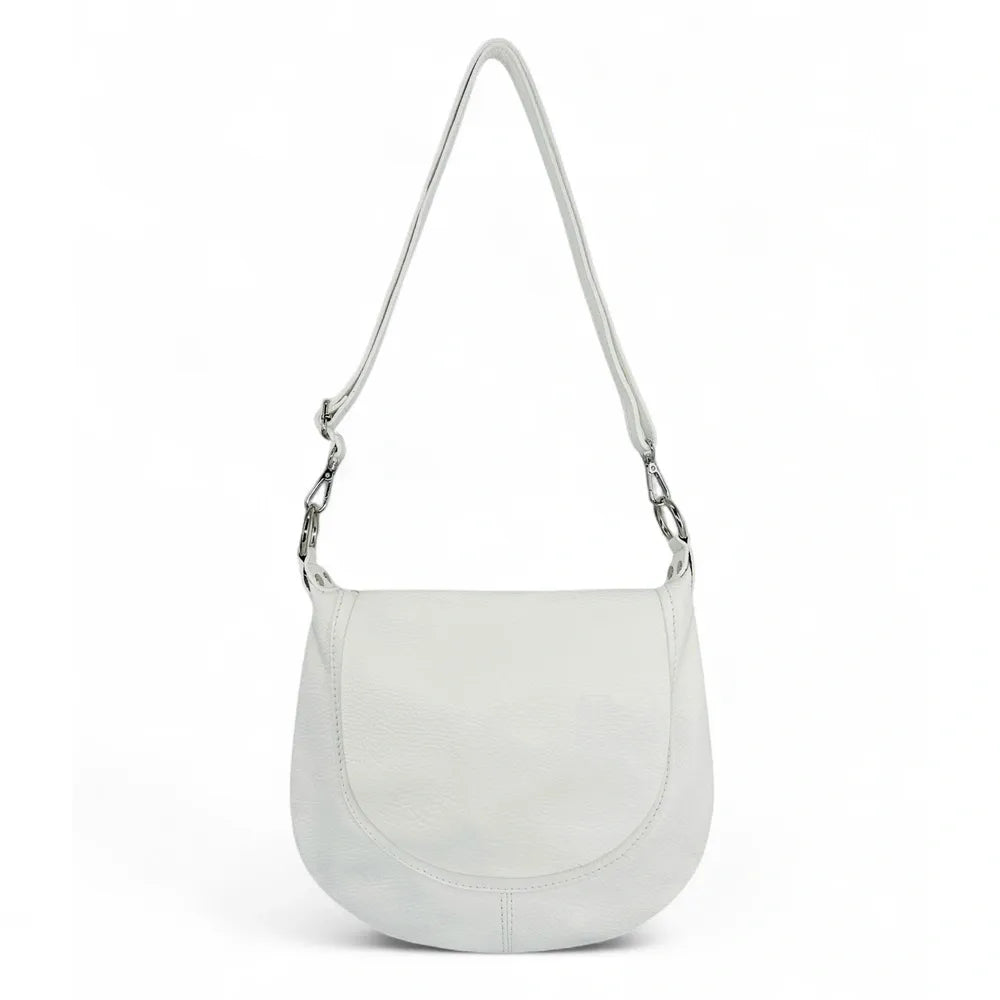 Sac besace à bandoulière en cuir grainé NEW CITIZEN Blanc