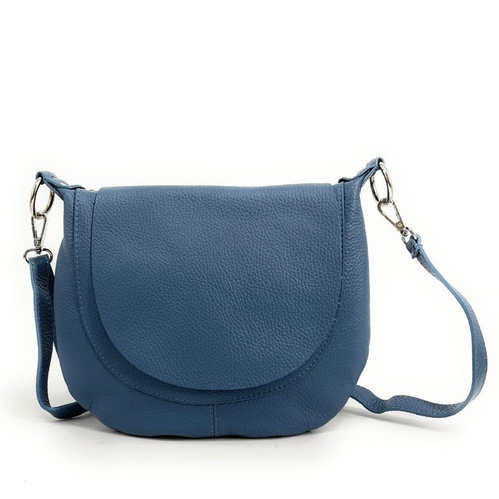 Sac besace à bandoulière en cuir grainé NEW CITIZEN Bleu glacier