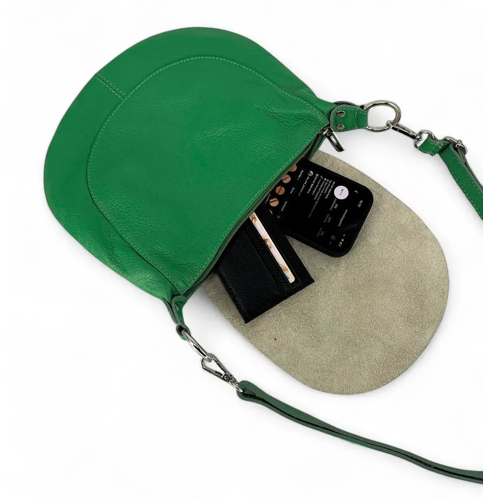 Sac besace à bandoulière en cuir grainé NEW CITIZEN Vert anglais