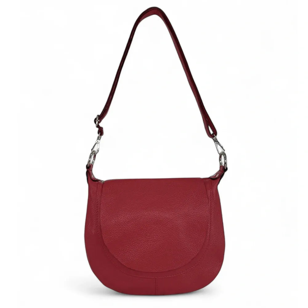 Sac besace à bandoulière en cuir grainé NEW CITIZEN Rouge intense