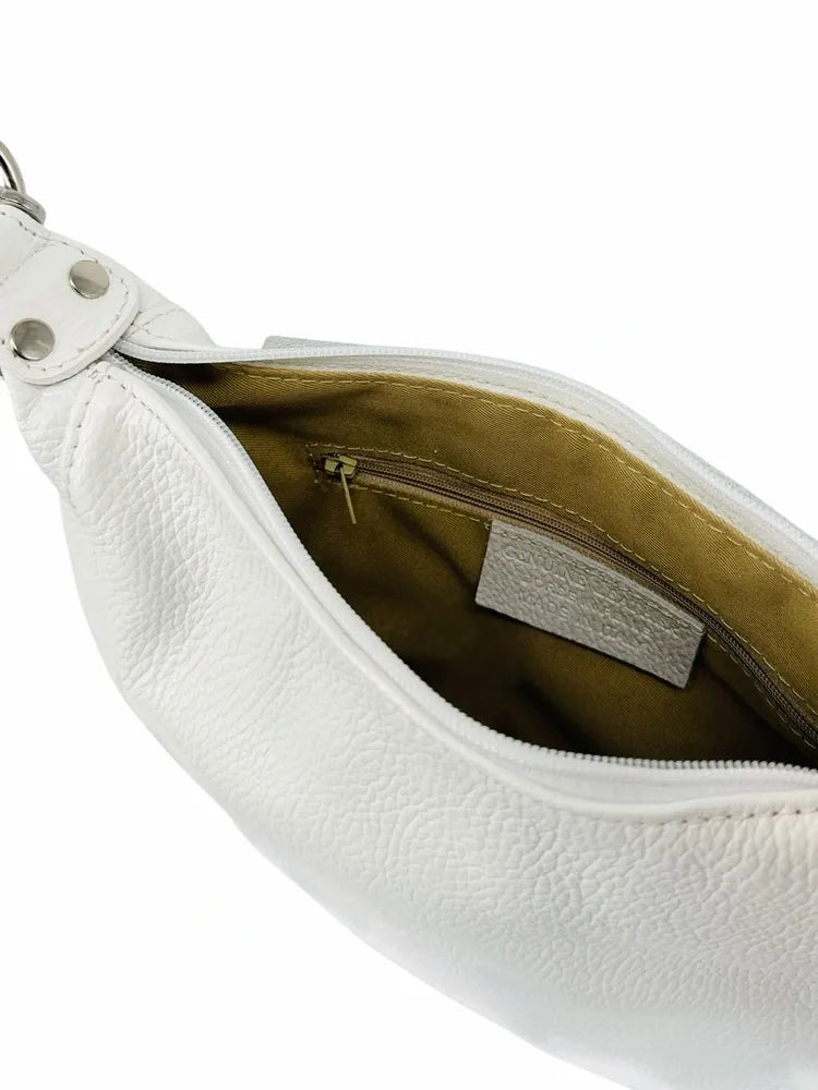 Sac besace à bandoulière en cuir grainé NEW CITIZEN Blanc