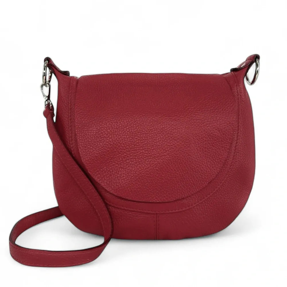 Sac besace à bandoulière en cuir grainé NEW CITIZEN Rouge intense