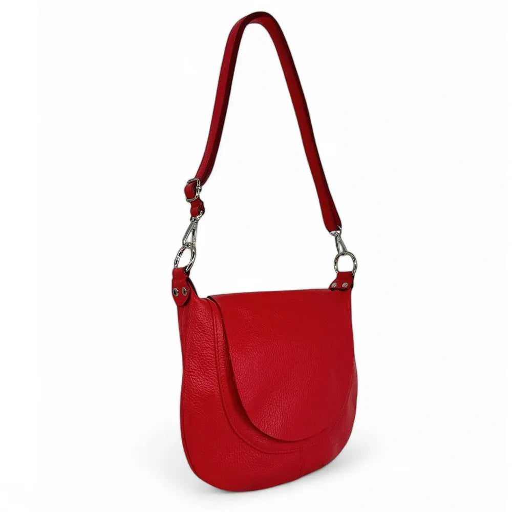 Sac besace à bandoulière en cuir grainé NEW CITIZEN Rouge garance