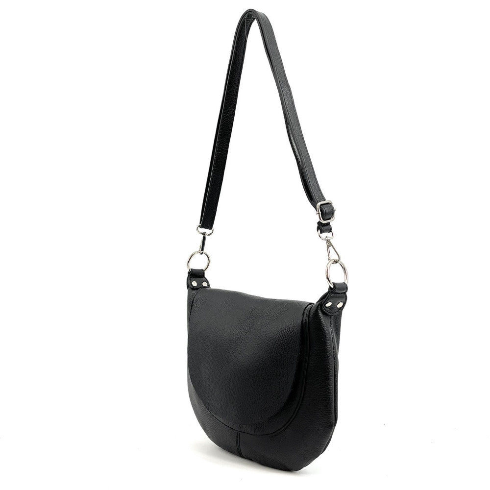 Sac besace à bandoulière en cuir grainé NEW CITIZEN Noir