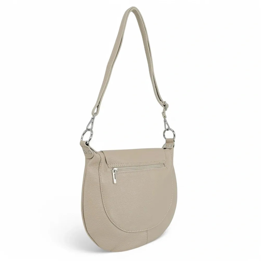 Sac besace à bandoulière en cuir grainé NEW CITIZEN Beige crème