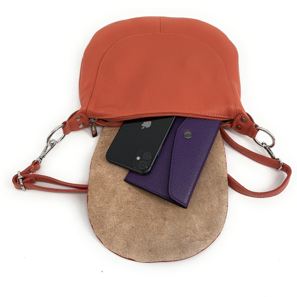 Sac besace à bandoulière en cuir grainé NEW CITIZEN Orange