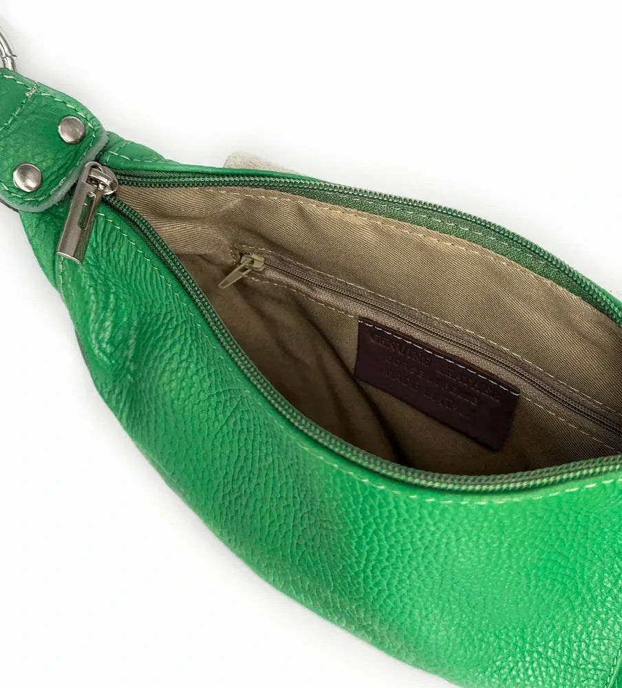 Sac besace à bandoulière en cuir grainé NEW CITIZEN Vert anglais