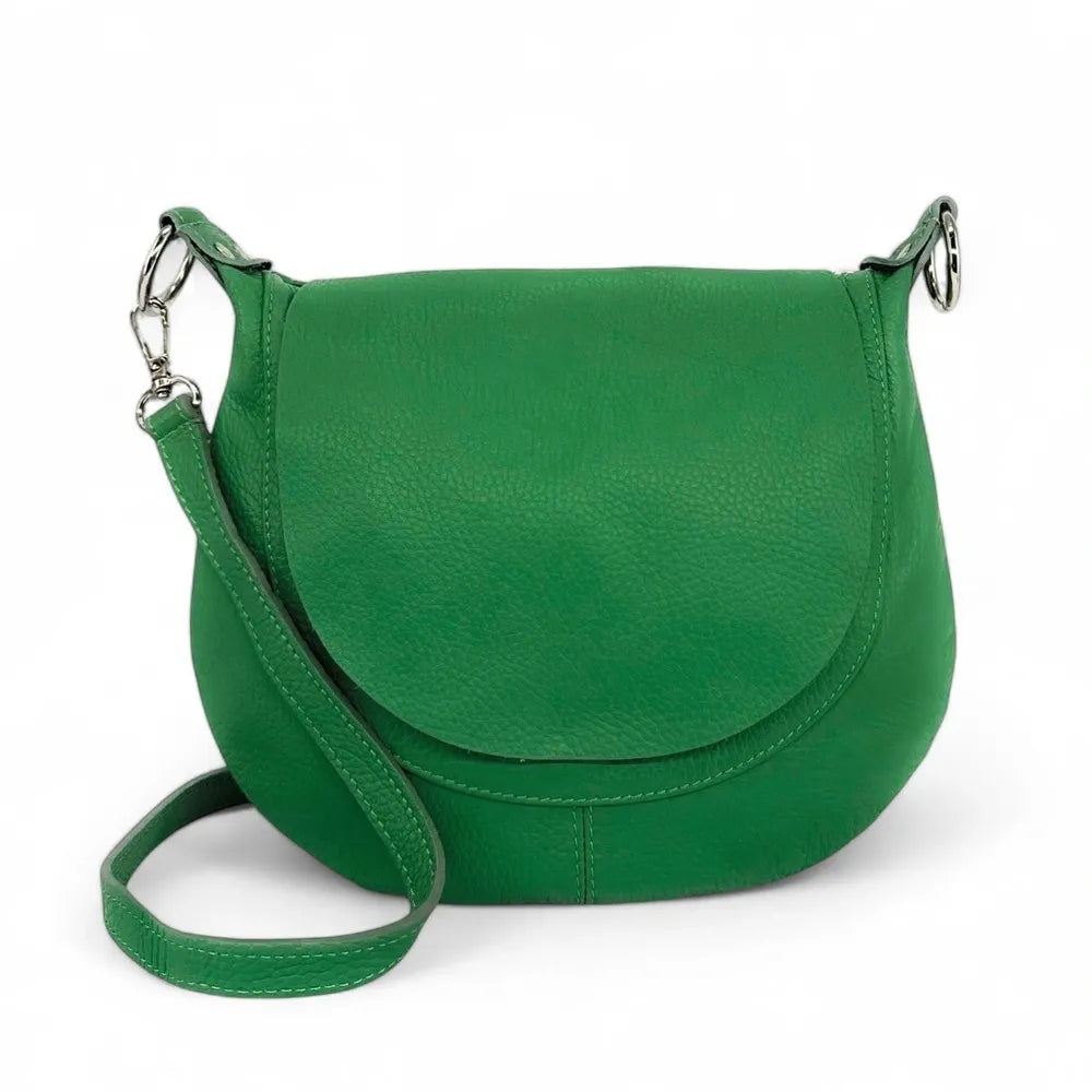 Sac besace à bandoulière en cuir grainé NEW CITIZEN Vert anglais