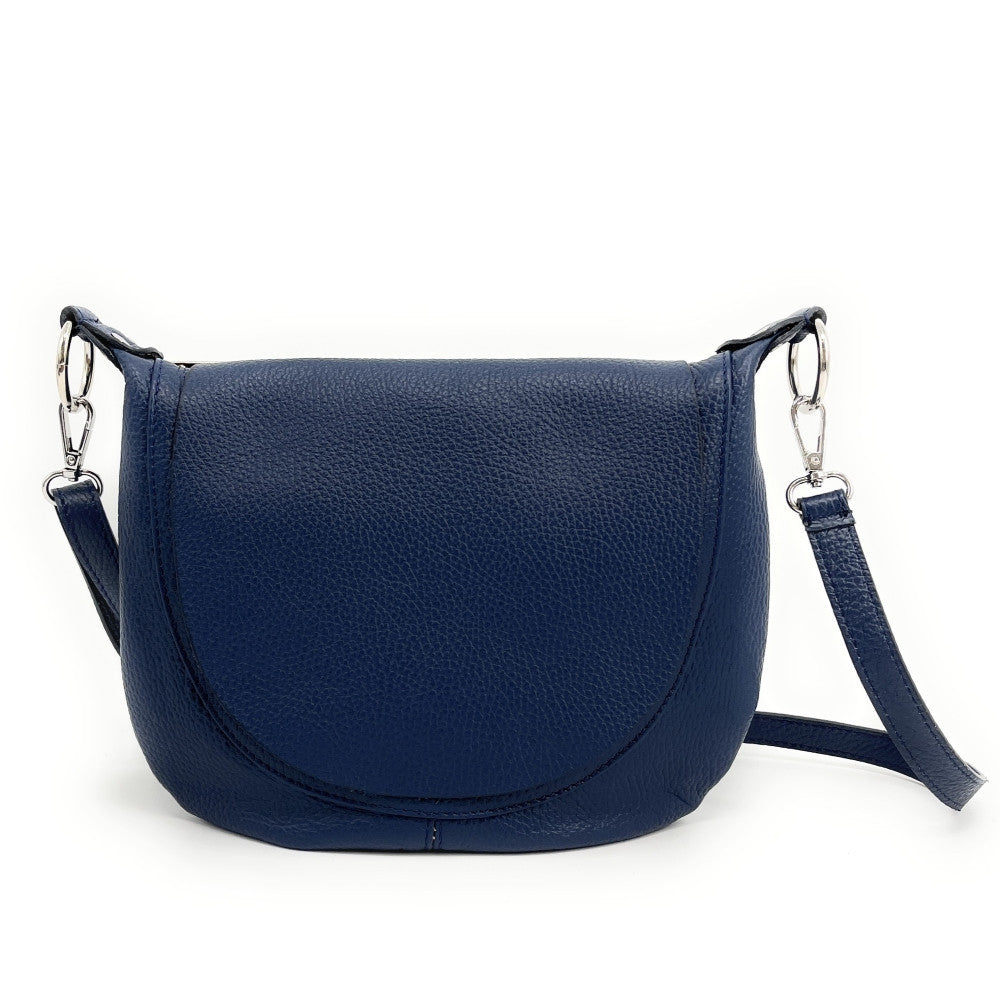 Sac besace à bandoulière en cuir grainé NEW CITIZEN Bleu