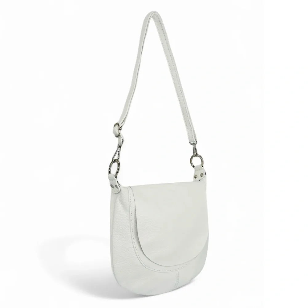 Sac besace à bandoulière en cuir grainé NEW CITIZEN Blanc