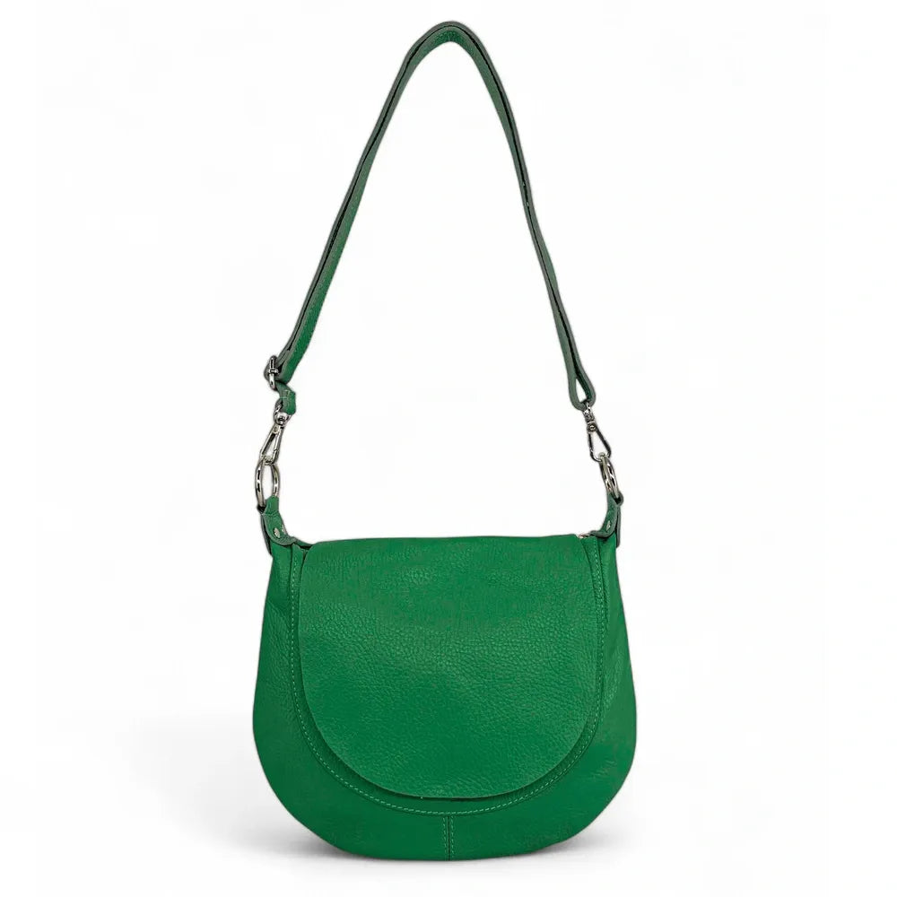 Sac besace à bandoulière en cuir grainé NEW CITIZEN Vert anglais