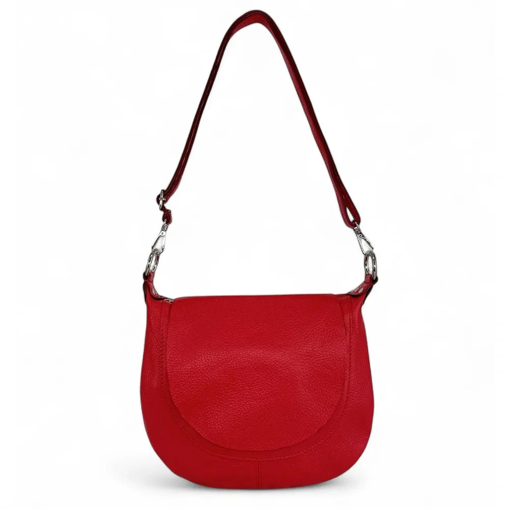 Sac besace à bandoulière en cuir grainé NEW CITIZEN Rouge garance