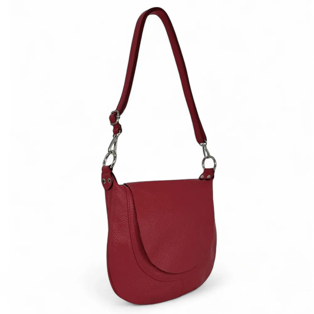 Sac besace à bandoulière en cuir grainé NEW CITIZEN Rouge intense