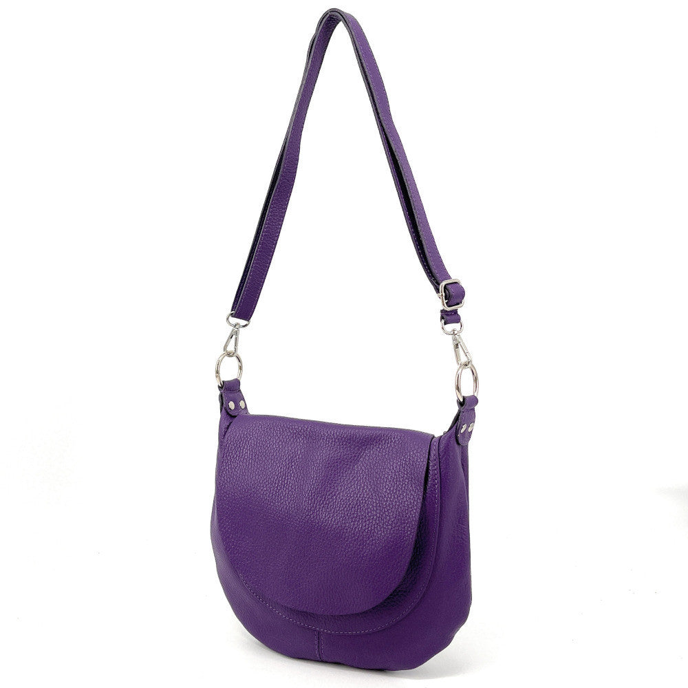 Sac besace à bandoulière en cuir grainé NEW CITIZEN Violet