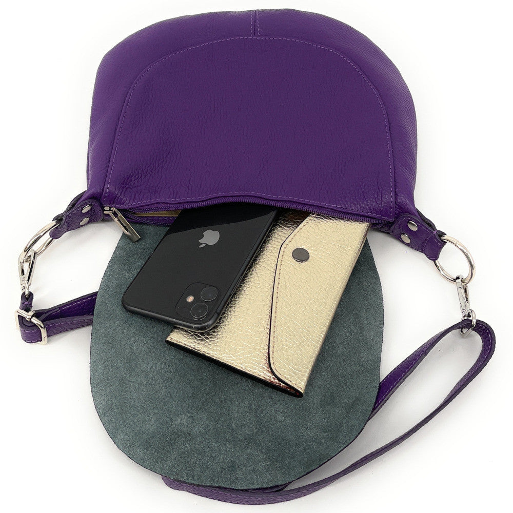 Sac besace à bandoulière en cuir grainé NEW CITIZEN Violet