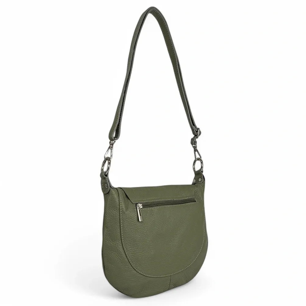 Sac besace à bandoulière en cuir grainé NEW CITIZEN Kaki