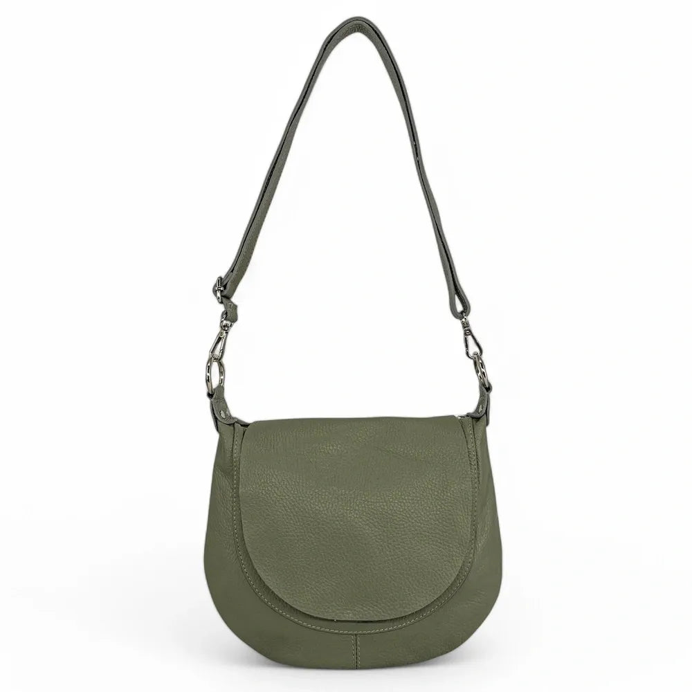 Sac besace à bandoulière en cuir grainé NEW CITIZEN Kaki