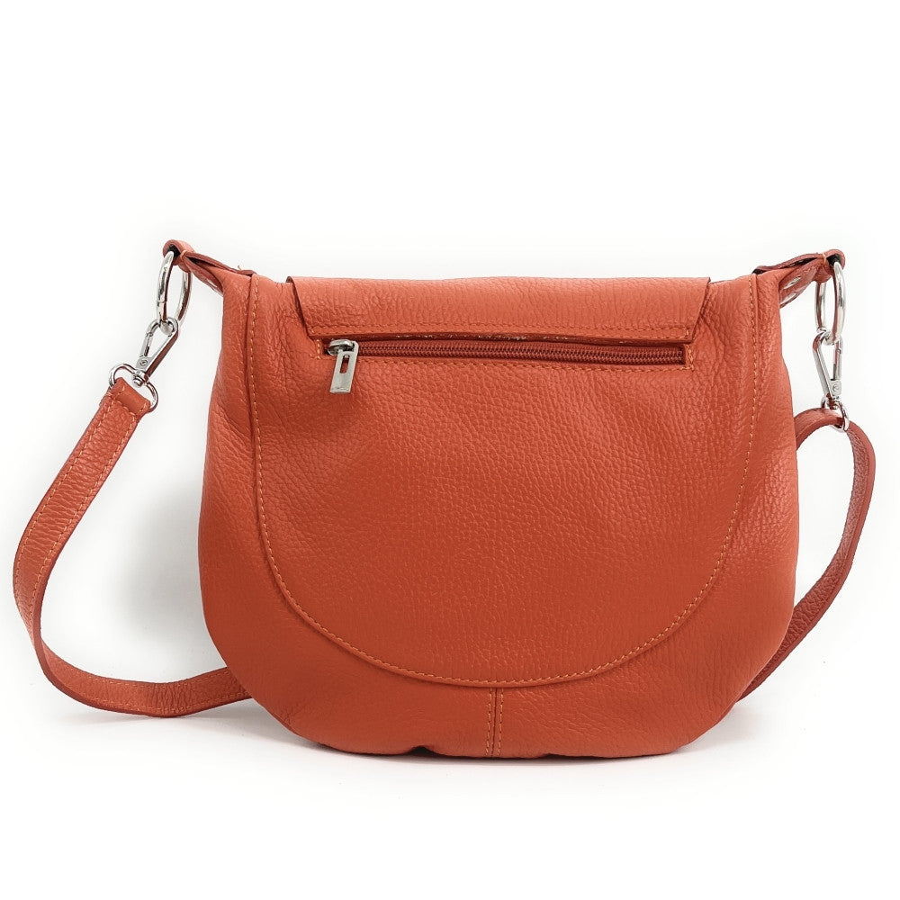 Sac besace à bandoulière en cuir grainé NEW CITIZEN Orange