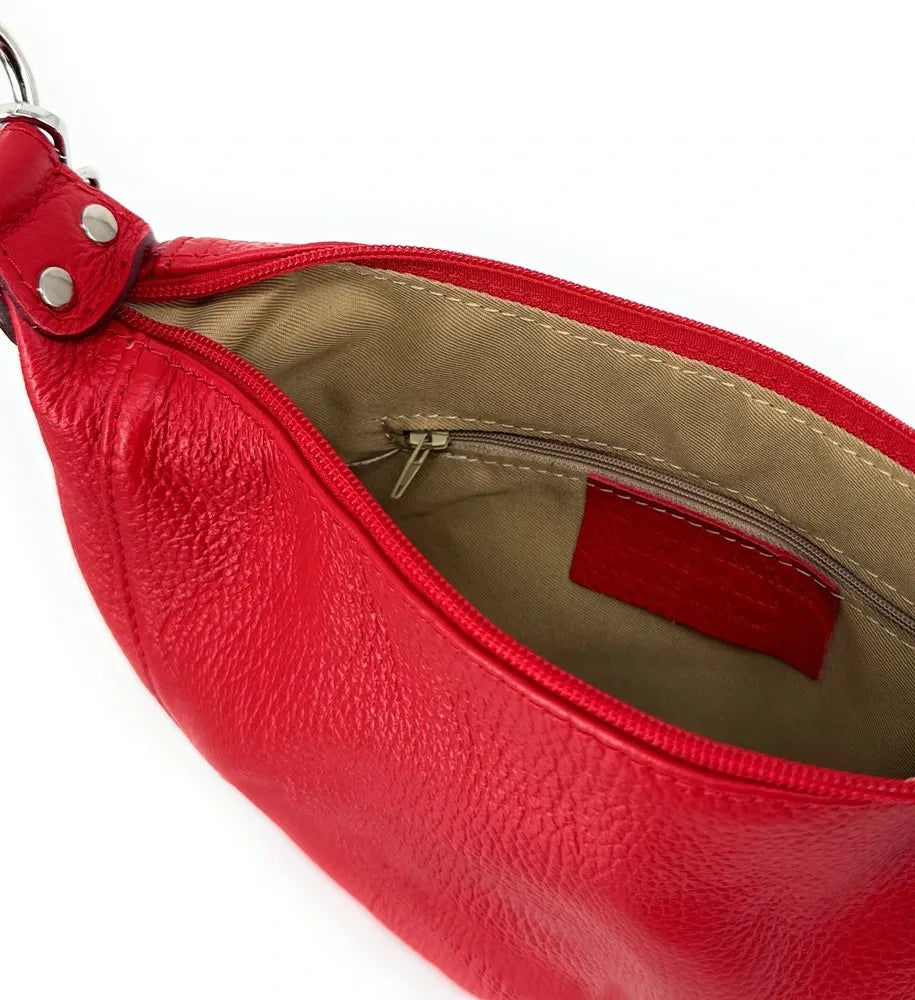 Sac besace à bandoulière en cuir grainé NEW CITIZEN Rouge garance
