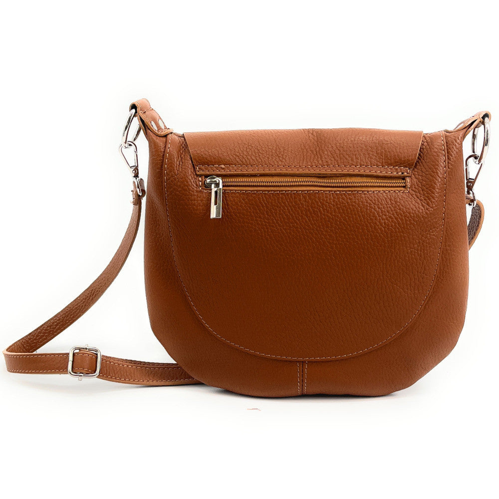 Sac besace à bandoulière en cuir grainé NEW CITIZEN Camel foncé