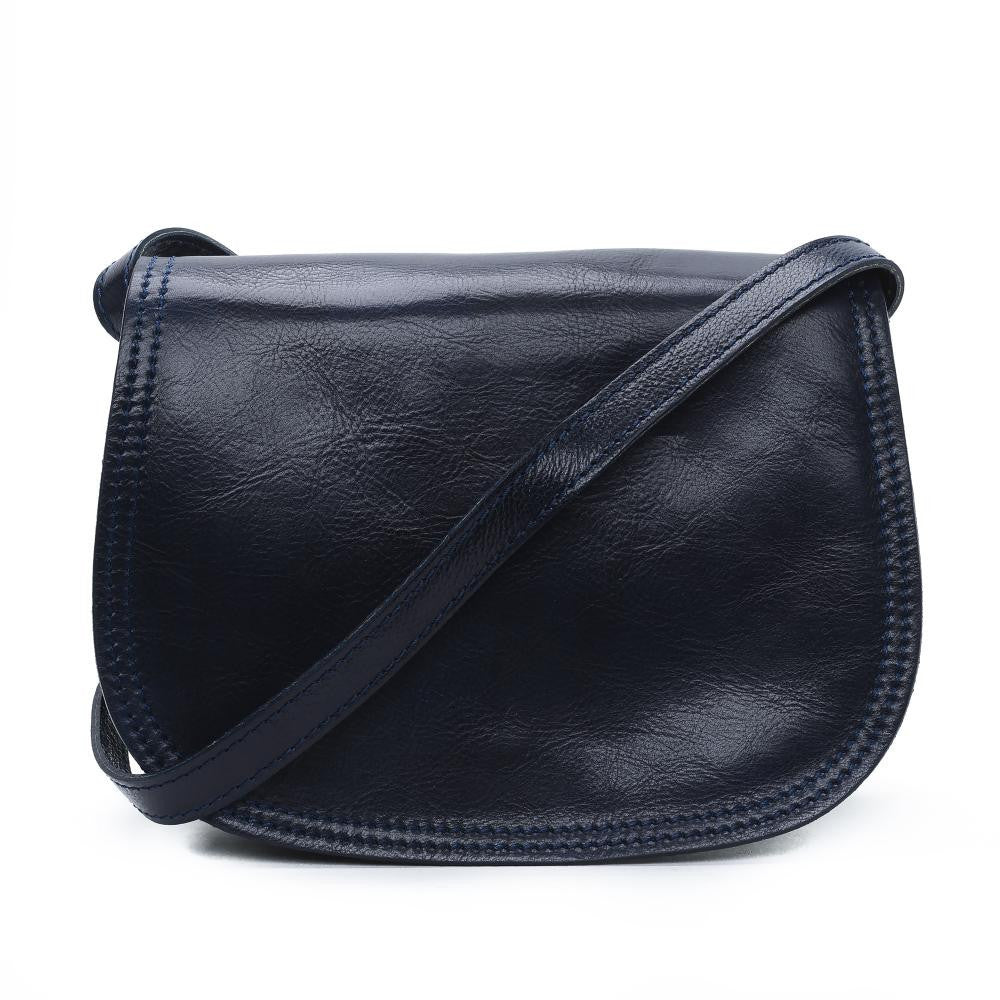 Sac bandoulière en cuir lisse SPENCER Bleu marine