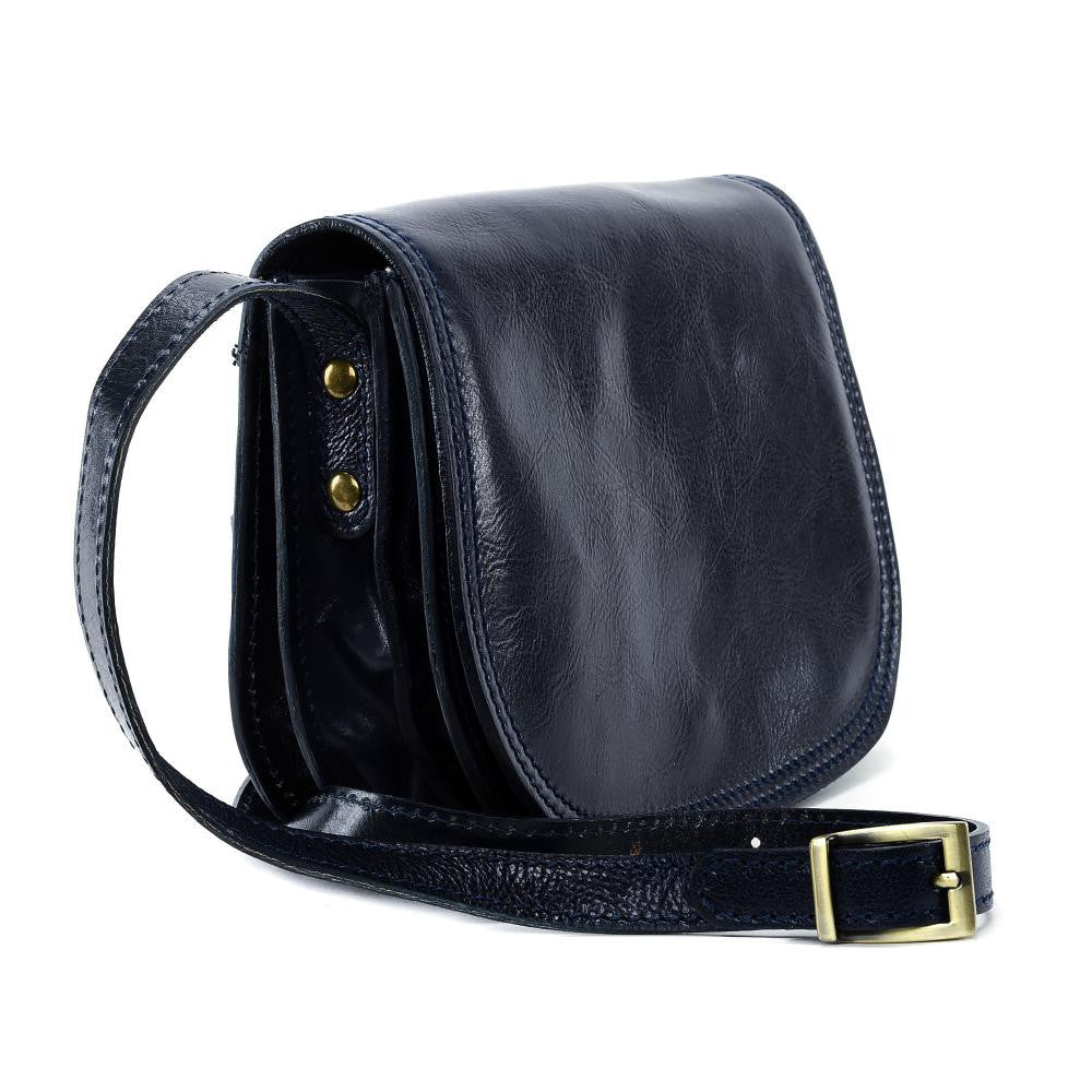 Sac bandoulière en cuir lisse SPENCER Bleu marine