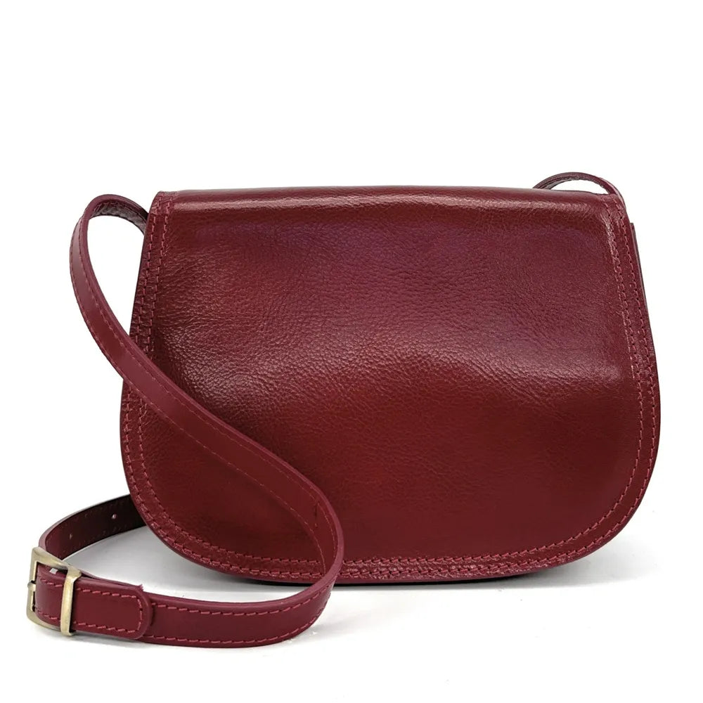 Sac bandoulière en cuir lisse SPENCER Rouge foncé