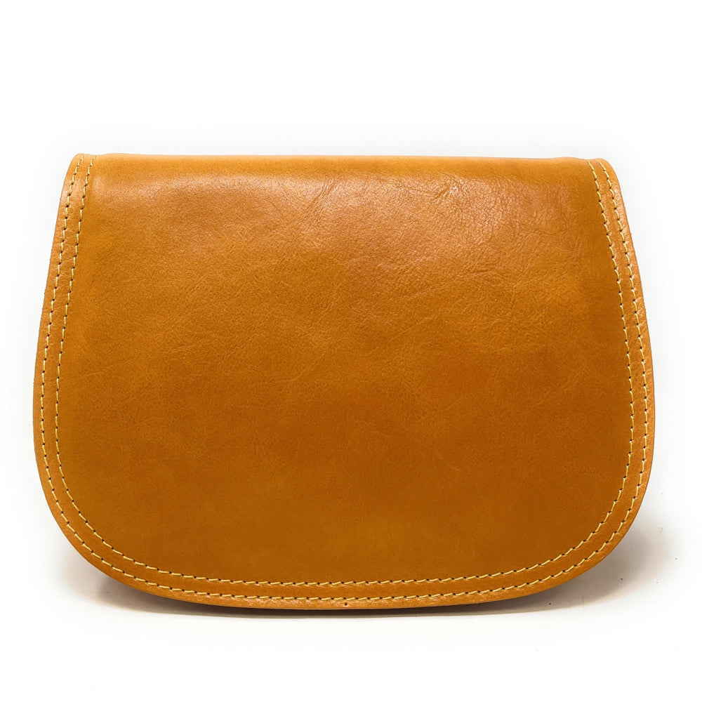 Sac bandoulière en cuir lisse SPENCER Jaune Moutarde