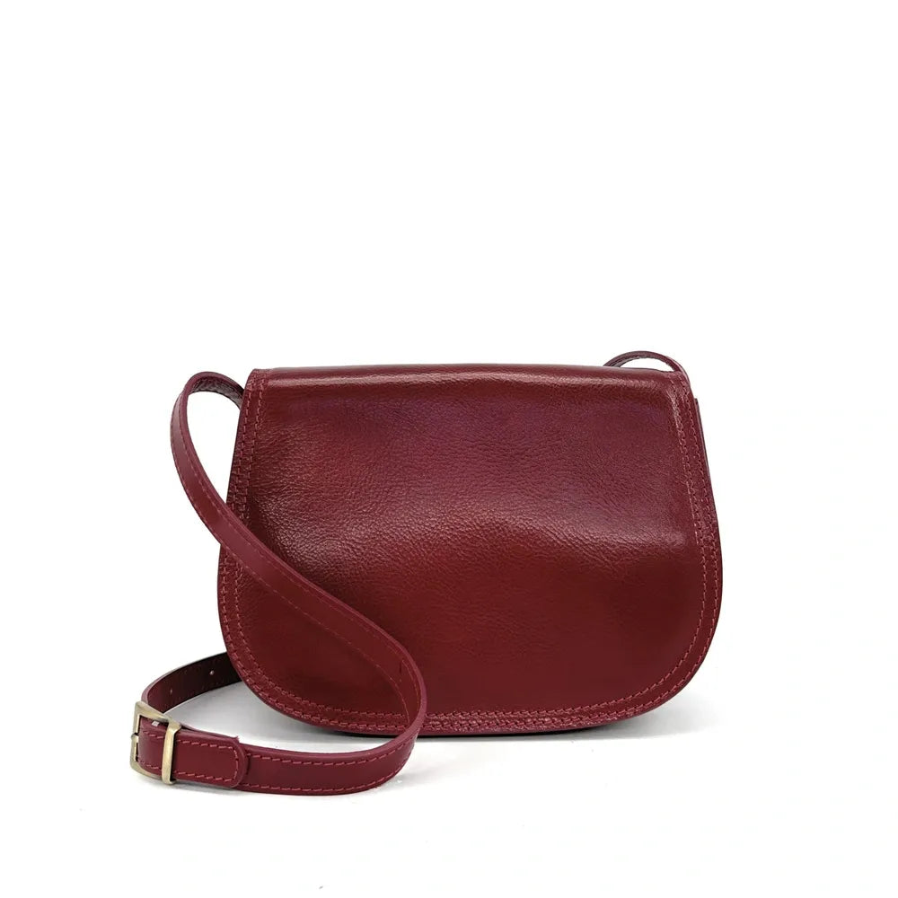 Sac bandoulière en cuir lisse SPENCER Rouge foncé