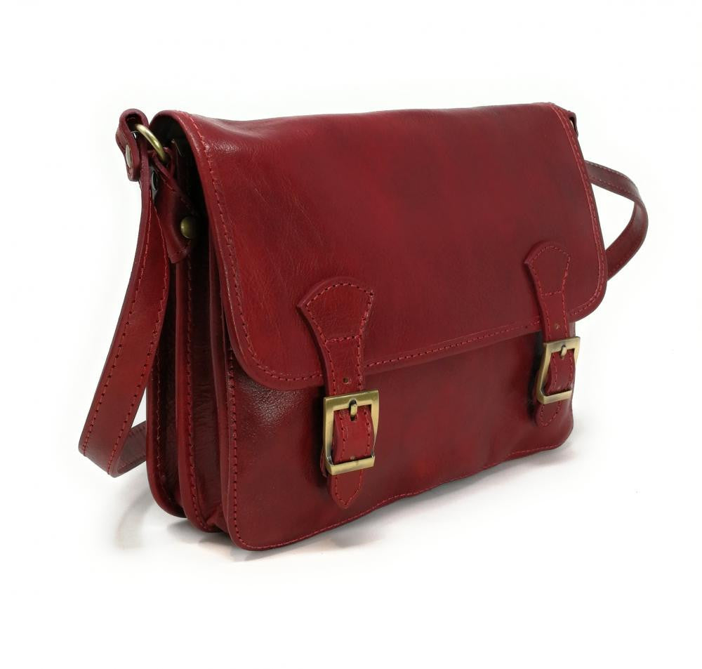 Sac bandoulière en cuir lisse NIAGARA Rouge foncé