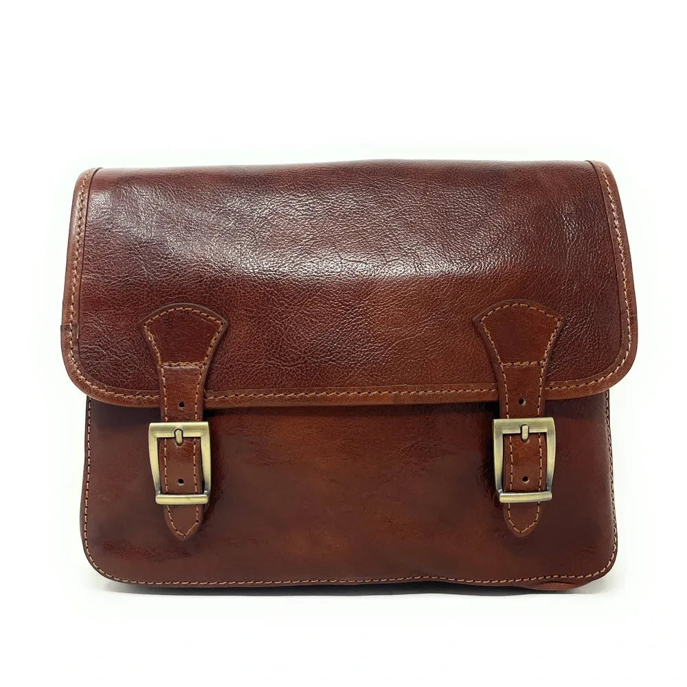 Sac bandoulière en cuir lisse NIAGARA Châtaigne