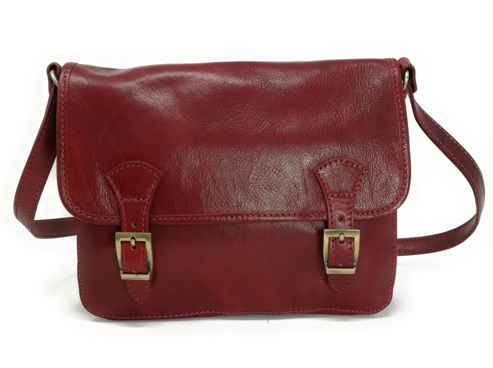 Sac bandoulière en cuir lisse NIAGARA Rouge foncé