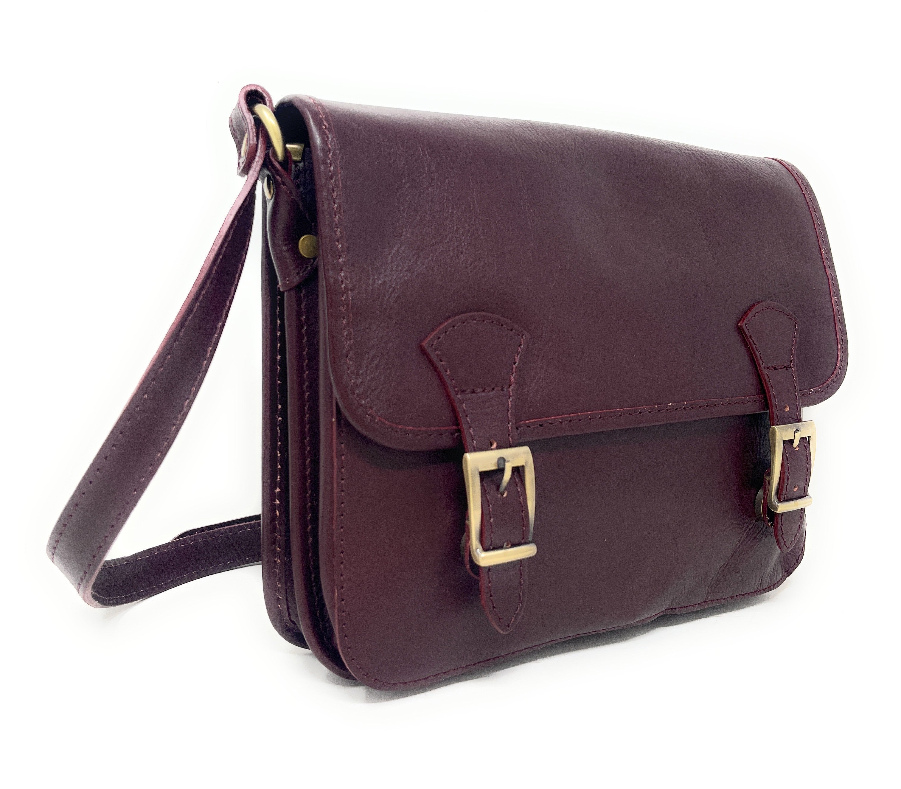 Sac bandoulière en cuir lisse NIAGARA Prune