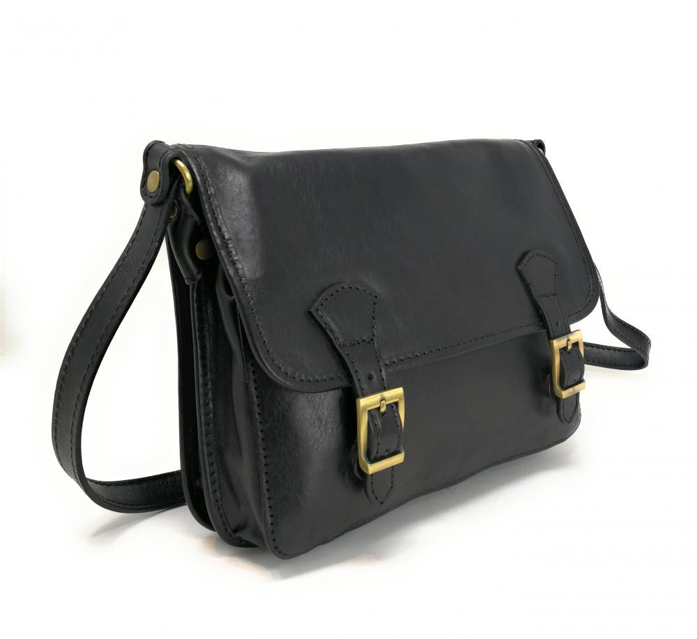 Sac bandoulière en cuir lisse NIAGARA Noir