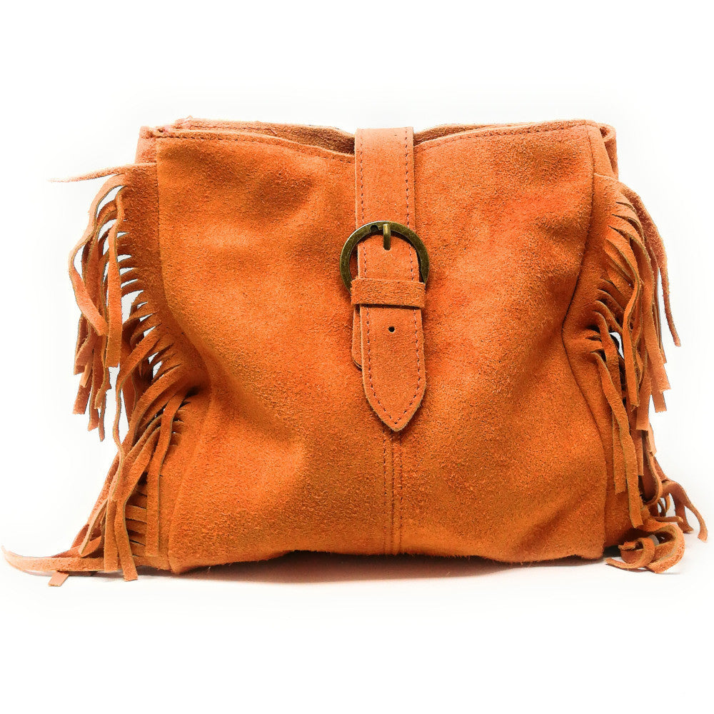 Sac bandoulière en croûte de cuir CHEYENNE Orange