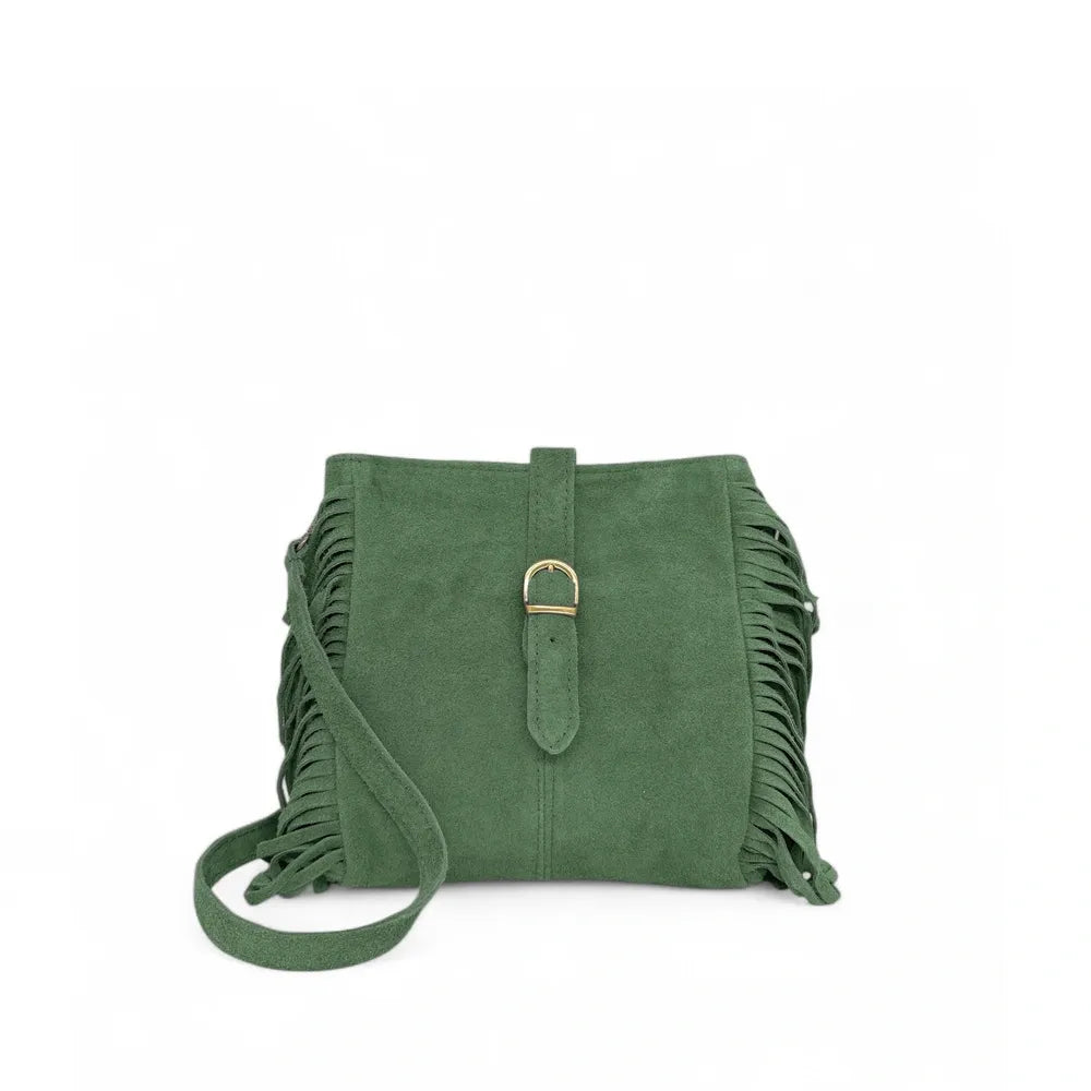 Sac bandoulière en croûte de cuir CHEYENNE Vert anglais