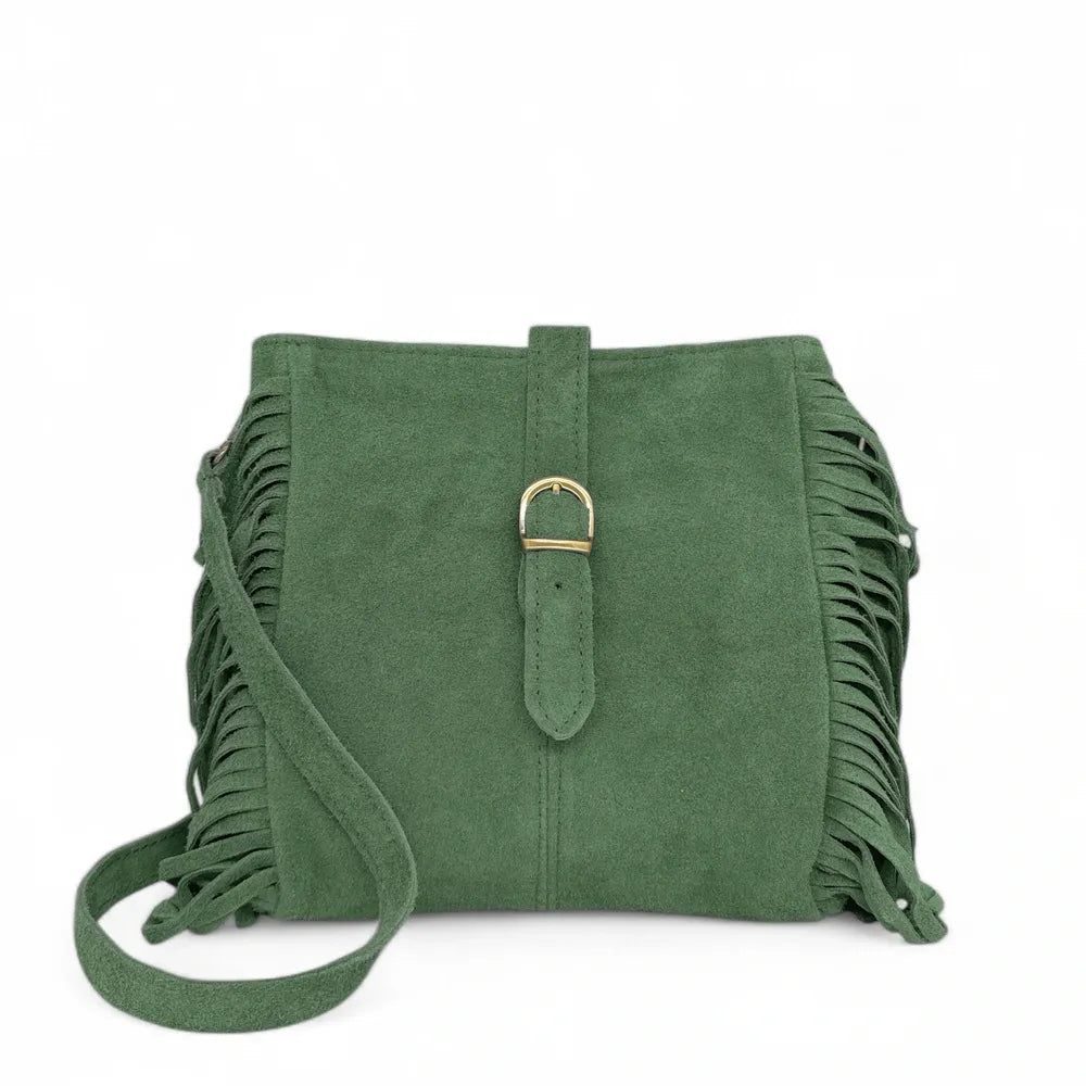 Sac bandoulière en croûte de cuir CHEYENNE Vert anglais