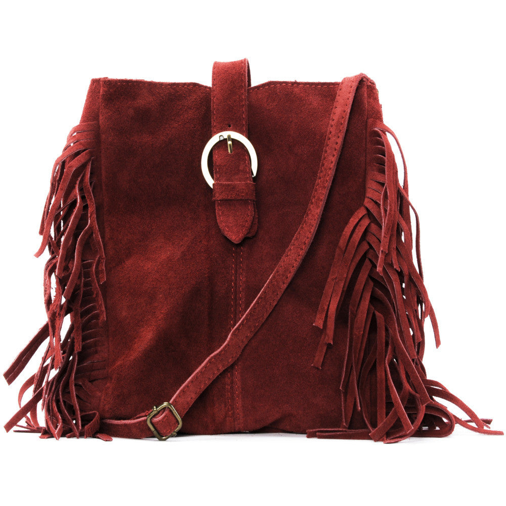 Sac bandoulière en croûte de cuir CHEYENNE Rouge foncé